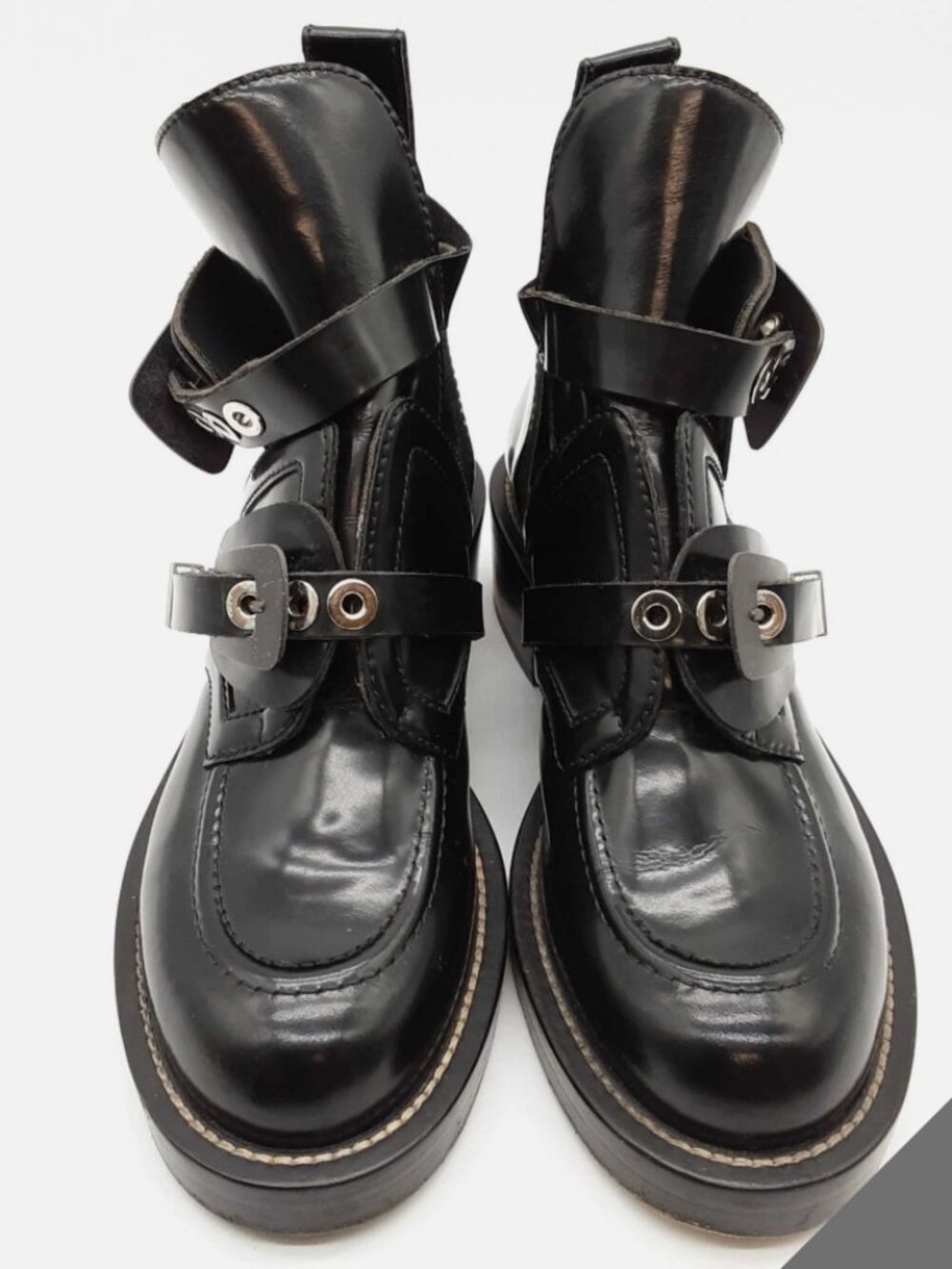 Balenciaga Ceinture Black Leather Ankle Boots Size 39.5